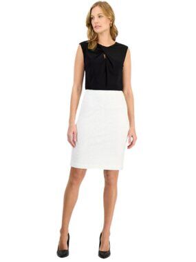 Kasper Lilly White Bonded Lace Slim Pencil Skirt Formal Evening Event Size 8